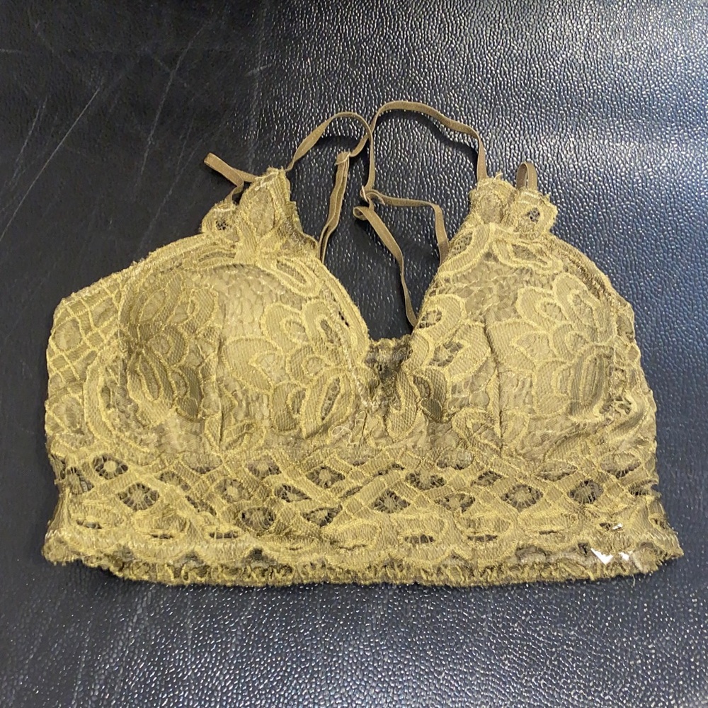 Anemone Lace Bralette in Olive
